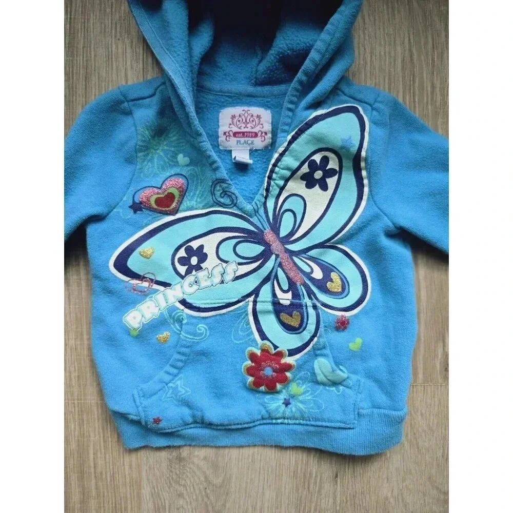 Childrens Place Butterfly Princess Y2K Blue Hoodie Jogger Sweatsuit Set 18M